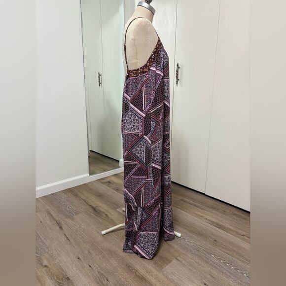 Kori Women's Purple Floral Bohemian Sleeveless Wide Leg Loose Fit Jumpsuit Small - Picture 3 of 9